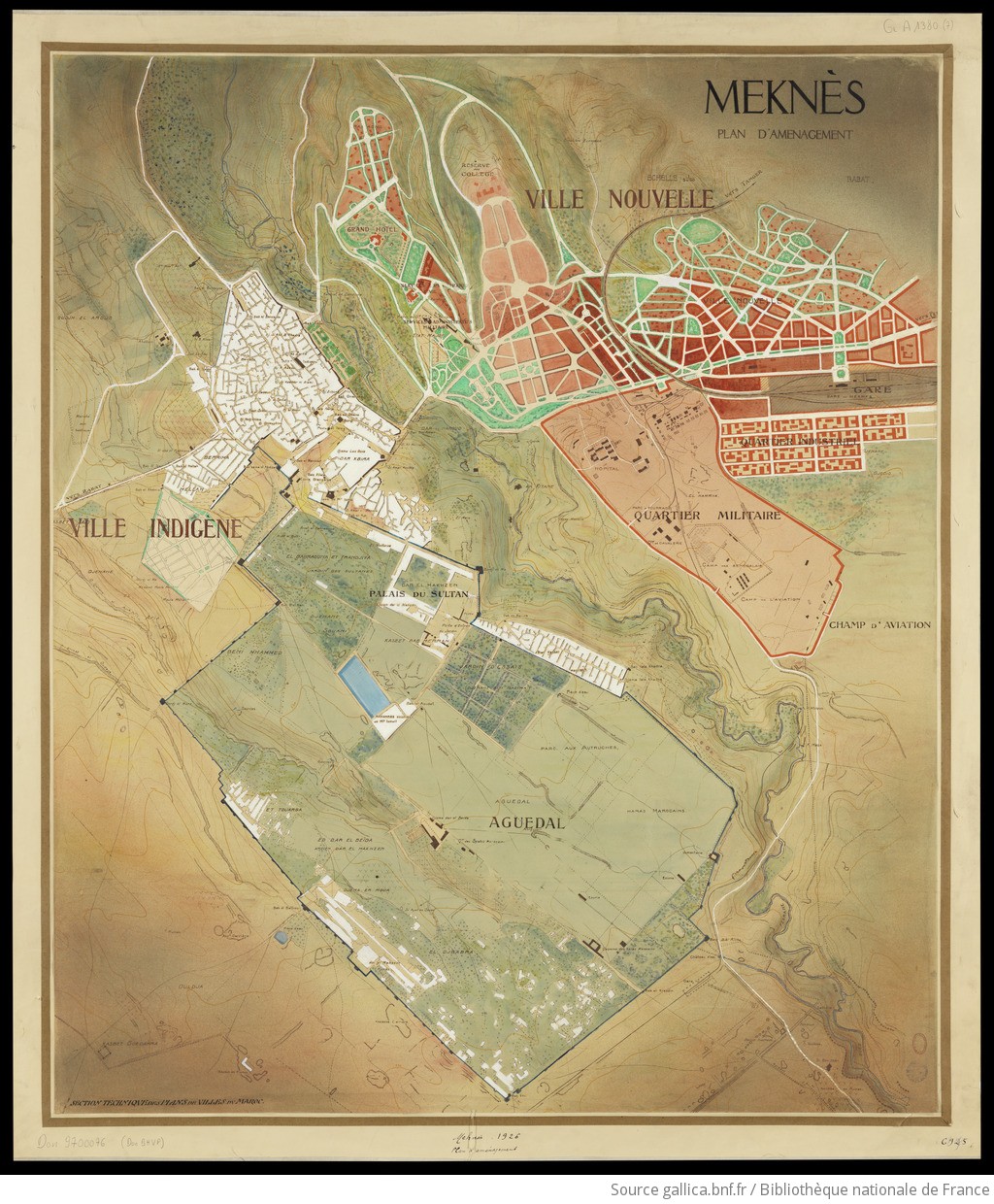 Meknès : Plan d'aménagement / Section technique des plans de villes du Maroc