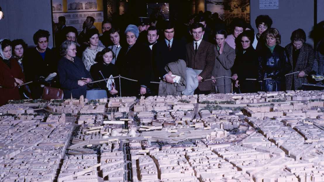 The urban model of the project of Les Halles, Paris, 1968.